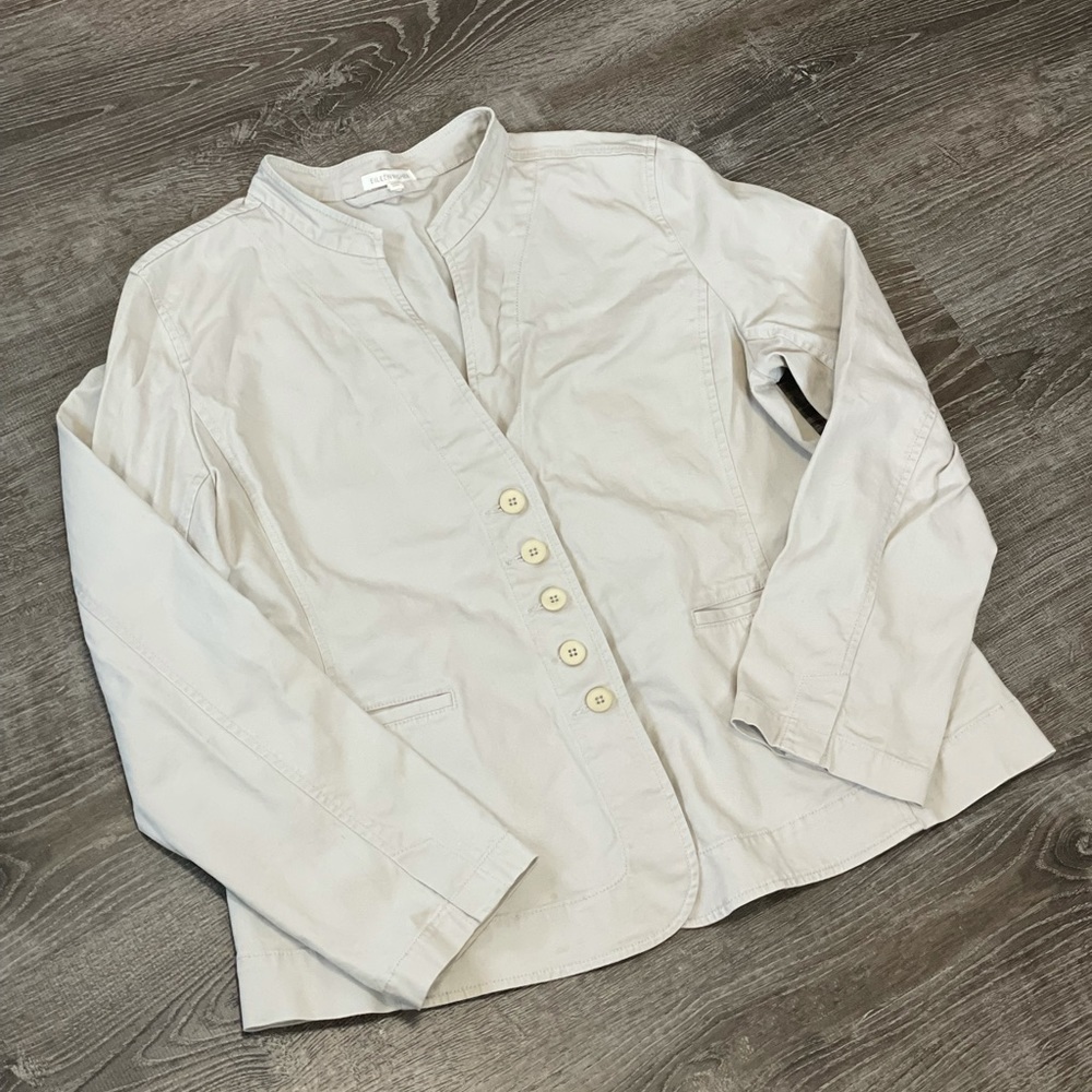 Eileen Fisher Cotton Blend Button Up Jacket size Medium